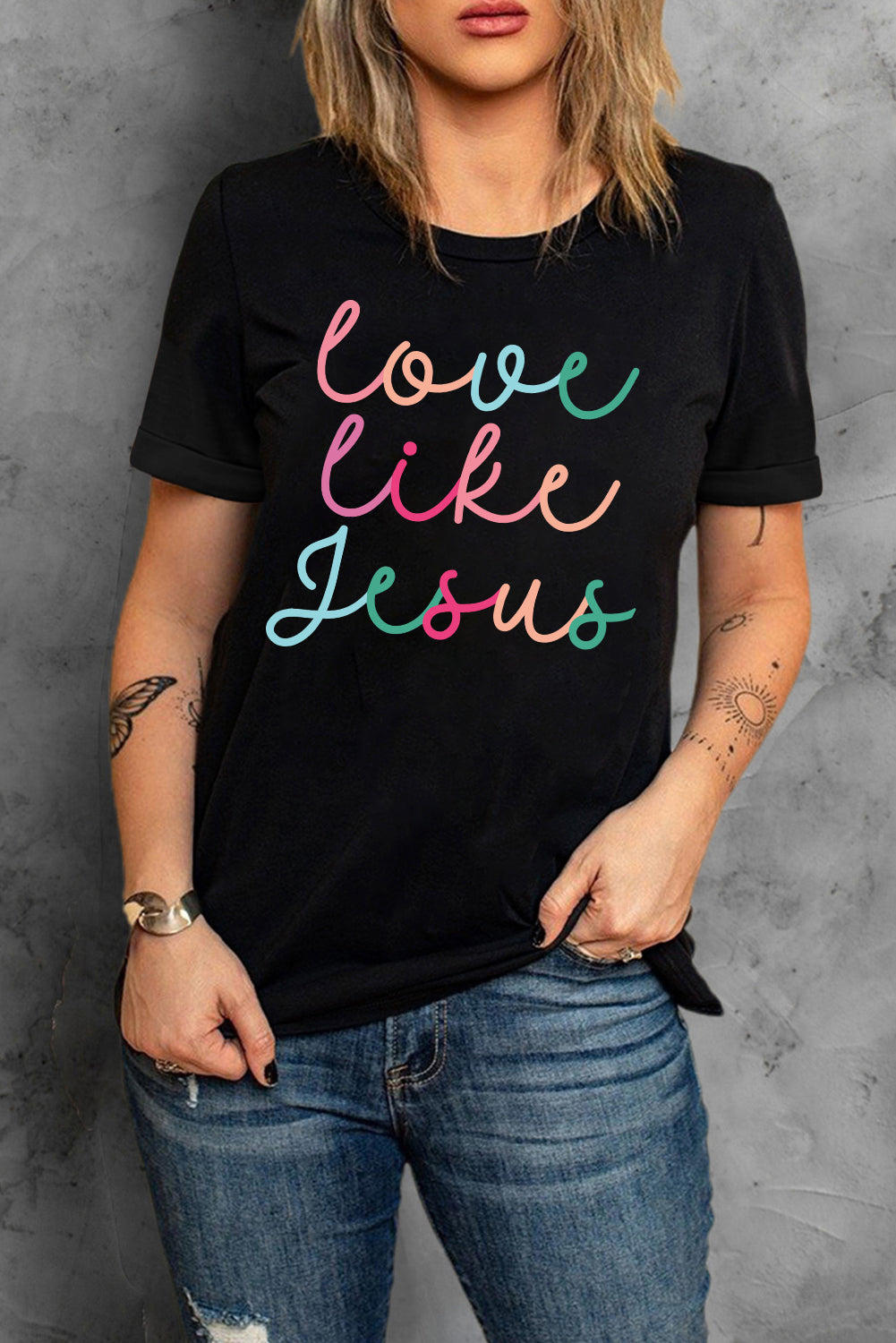 Black Love Like Jesus Crew Neck Graphic Tee