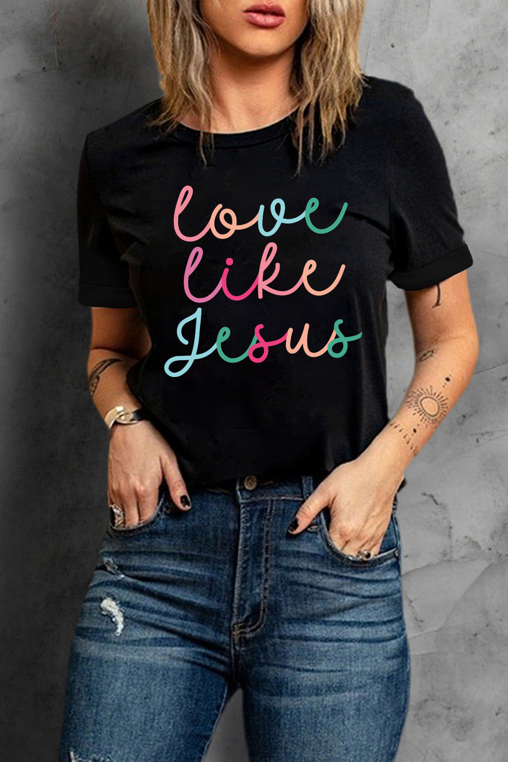 Black Love Like Jesus Crew Neck Graphic Tee