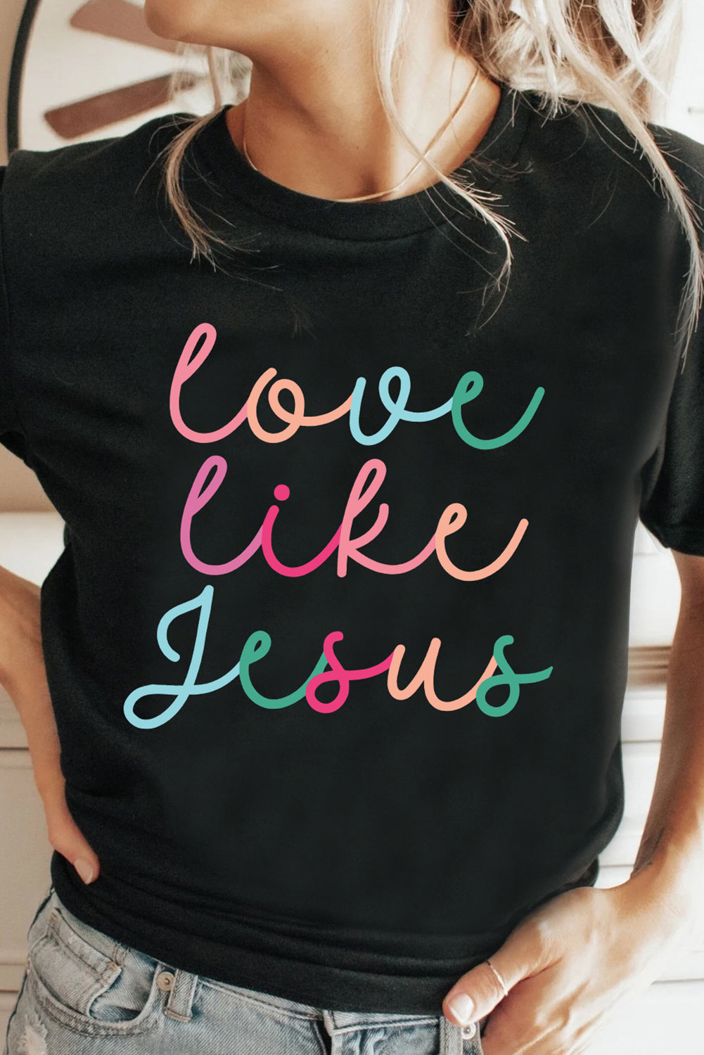 Black Love Like Jesus Crew Neck Graphic Tee